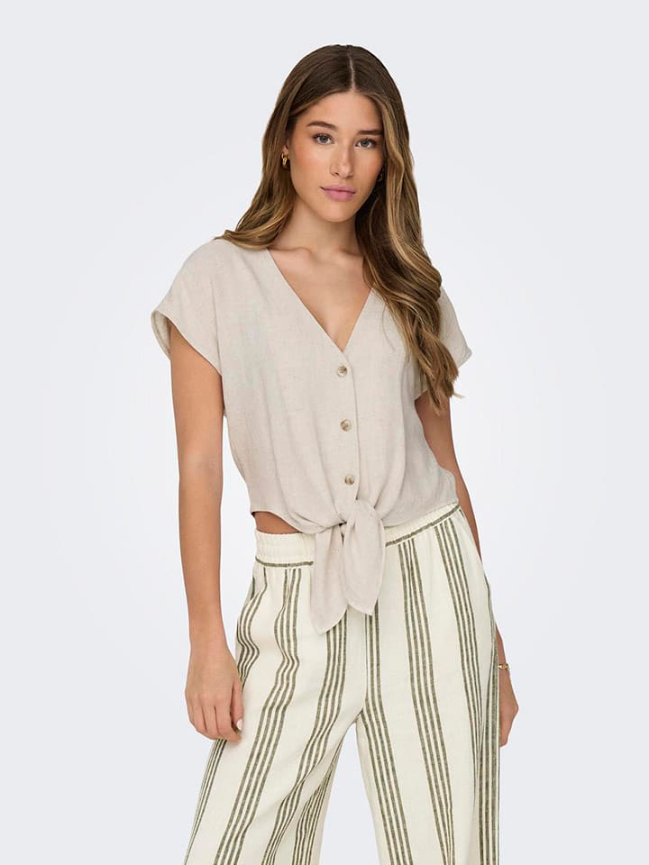 ONLY Bluzka "Siesta" w kolorze beżowym rozmiar: L