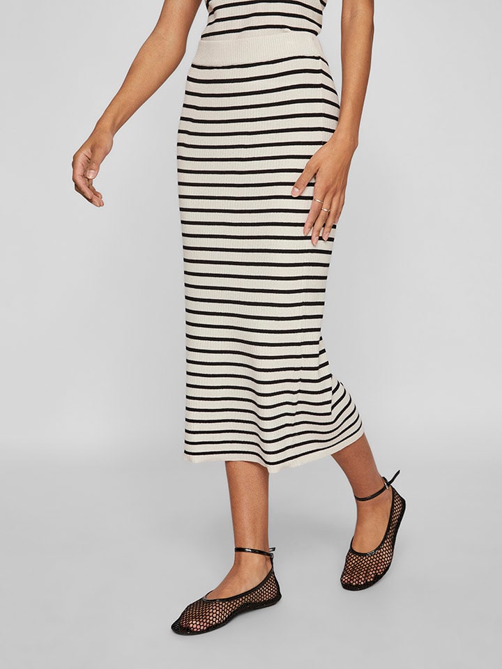 Vila Spódnica dzianinowa w kolorze kremowo-czarnym rozmiar: M