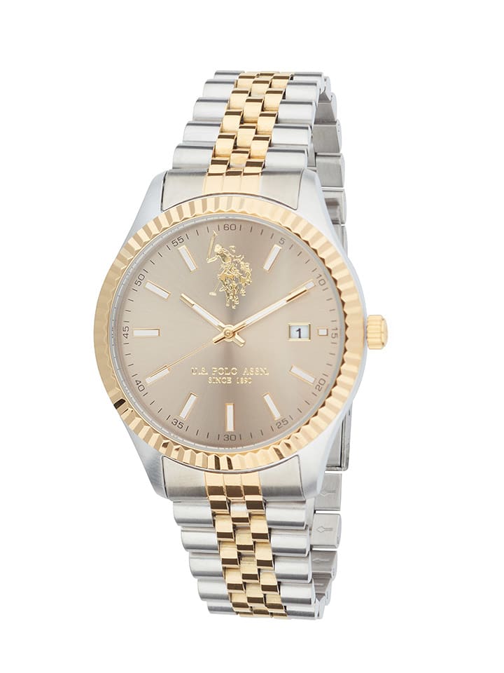 U.S. Polo Assn. Zegarek kwarcowy w kolorze złoto-srebrno-beżowym rozmiar: onesize