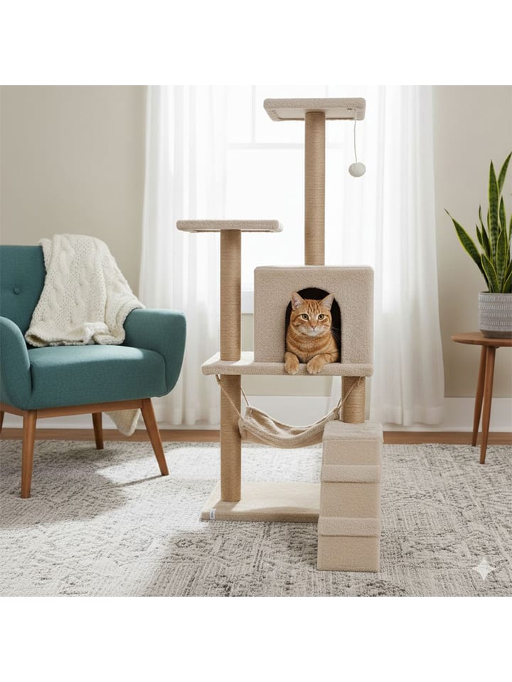 Paws&Whiskers Drapak "Midas" w kolorze beżowym dla kota - 50 x 125 x 35 cm rozmiar: onesize