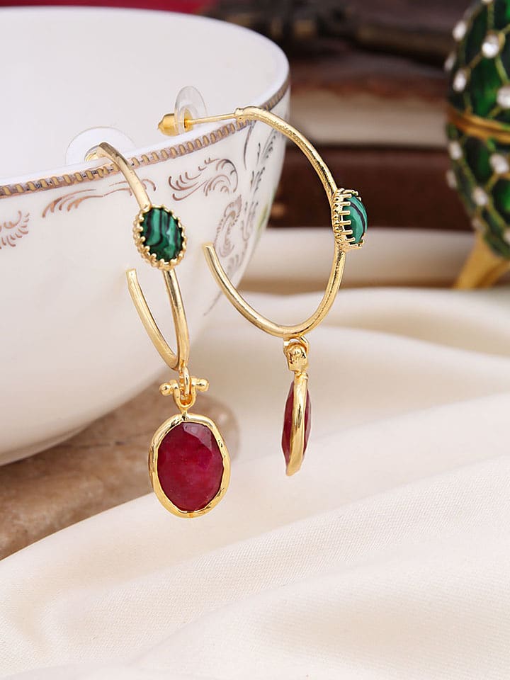 Pierres de Jade Pozłacane kolczyki-półkreole z agatami rozmiar: onesize