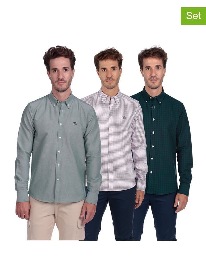 The Time of Bocha Koszule (3 szt.) w kolorze ciemnozielono-zielono-białym rozmiar: M