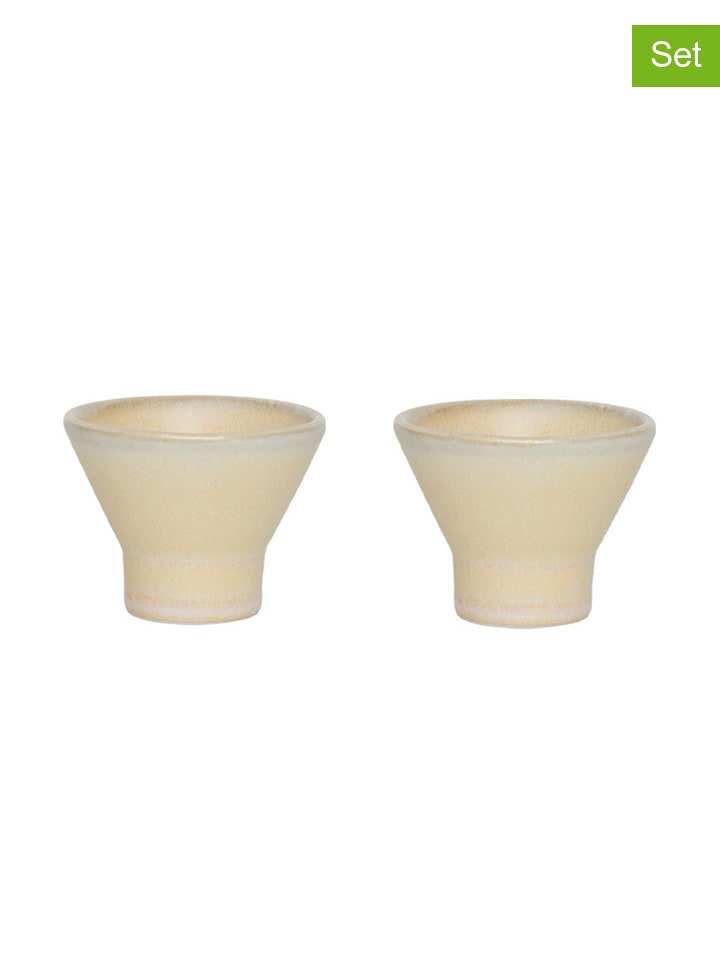 OYOY living design Kieliszki (2 szt.) "Yuka" w kolorze beżowym na jajka - wys. 4 x Ø 5 cm rozmiar: onesize