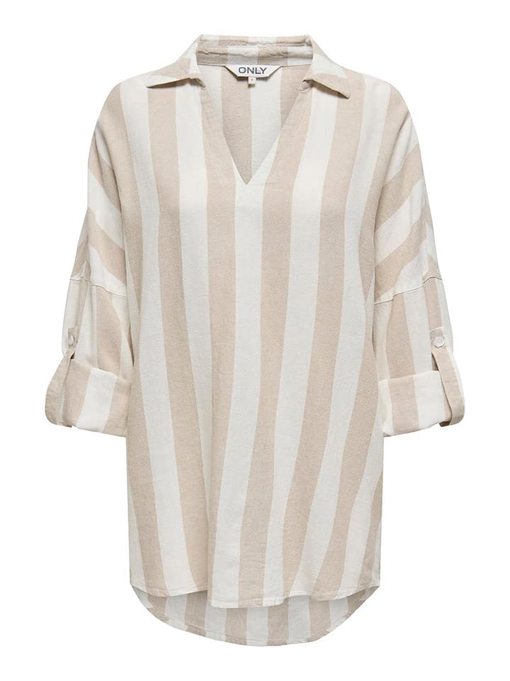 ONLY Bluzka w kolorze beżowo-białym rozmiar: S