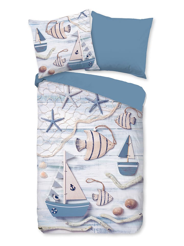 Good Morning Komplet pościeli "Maritim" w kolorze biało-niebieskim rozmiar: 135x200 cm