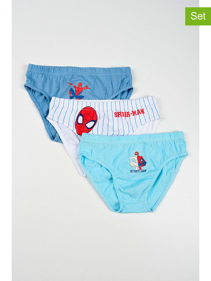 Spiderman Slipki (3 pary) "Spider-Man" w kolorze niebieskim, białym i błękitnym rozmiar: 116-128