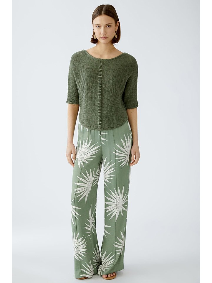 Oui Spodnie w kolorze zielono-białym rozmiar: 42