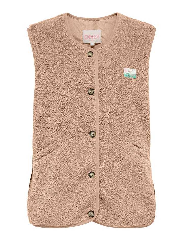 ONLY Kamizelka pluszowa w kolorze beżowym rozmiar: L