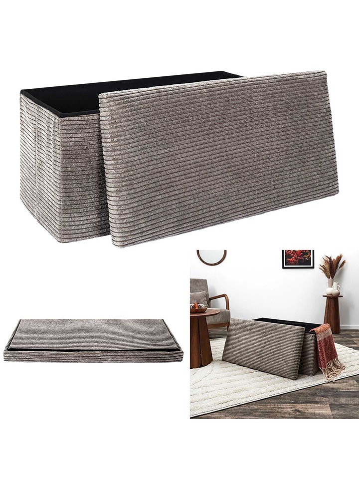 THE HOME DECO FACTORY Ławka w kolorze szarobrązowym ze schowkiem - 76 x 38 x 38 cm rozmiar: onesize