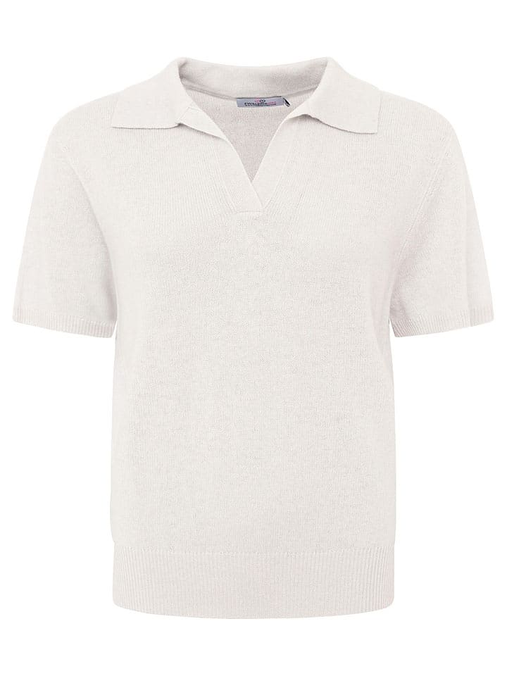 Zwillingsherz Kaszmirowa koszulka polo w kolorze kremowym rozmiar: S