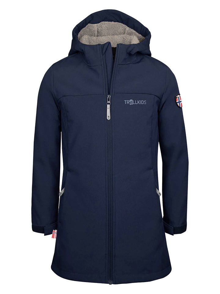 Trollkids Płaszcz softshellowy "Kristiansand" w kolorze granatowym rozmiar: 152