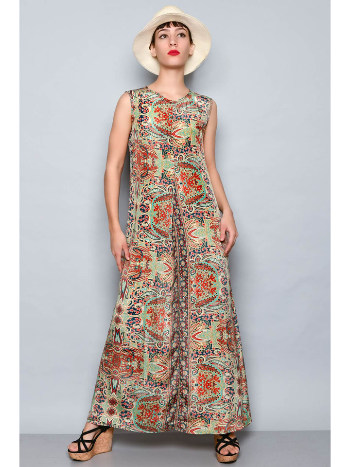 H.H.G. Sukienka w kolorze zielono-czerwono-beżowym rozmiar: S