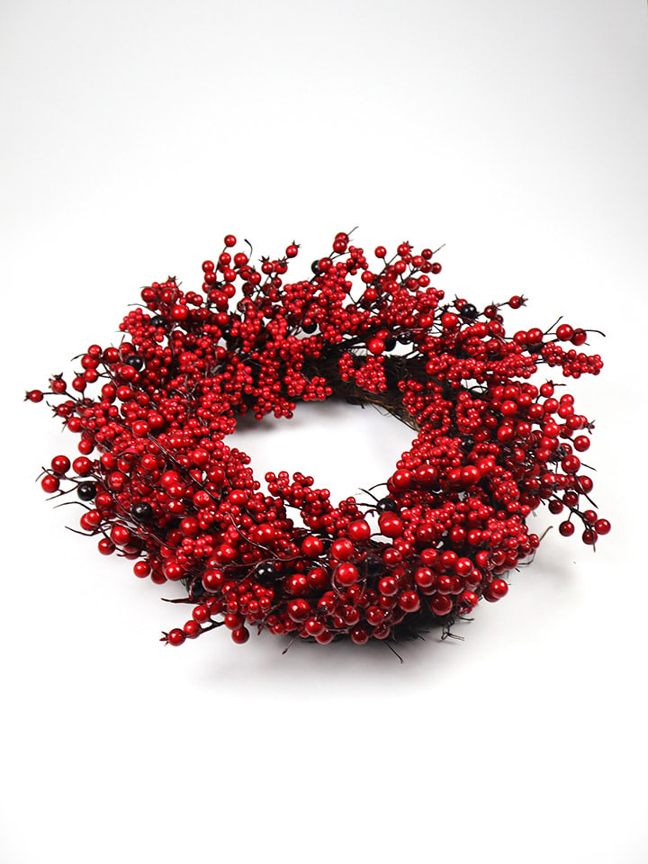AM Design Wianek dekoracyjny "Jagody" w kolorze czerwonym - Ø 55 cm rozmiar: onesize