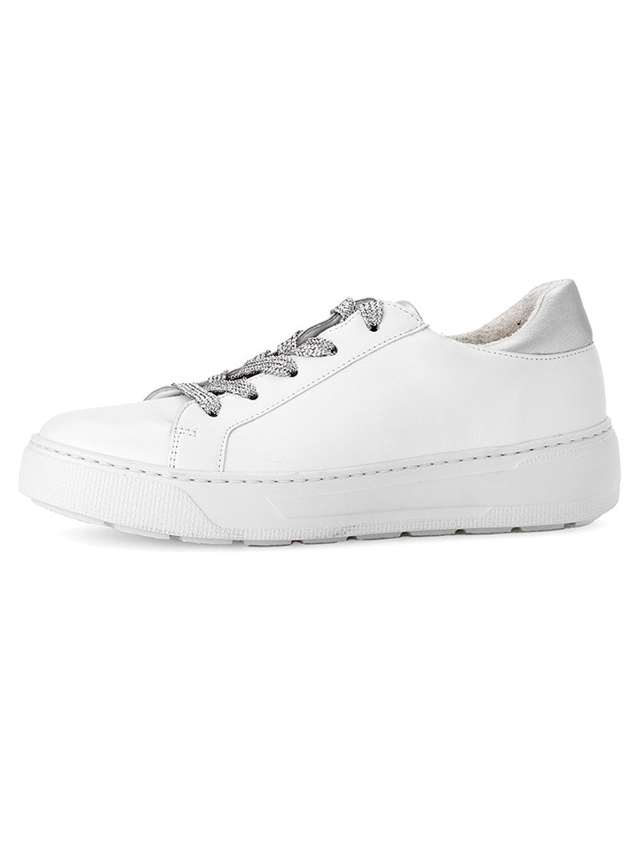 Gabor Skórzane sneakersy w kolorze srebrno-białym rozmiar: 36