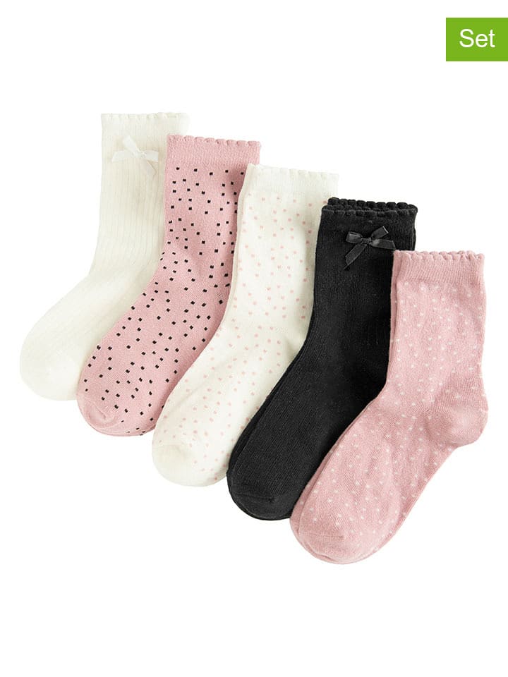 COOL CLUB Skarpety (5 par) w kolorze kremowo-jasnoróżowo-czarnym rozmiar: 31/33