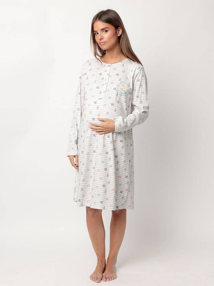 Disney Ciążowa koszula nocna w kolorze jasnoszaro-białym rozmiar: XL