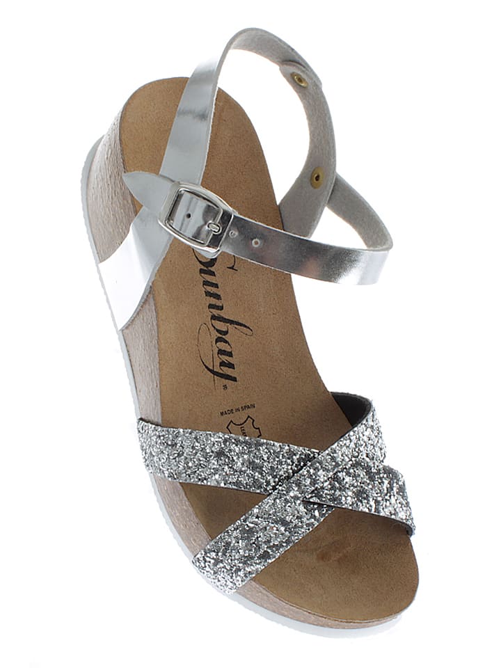 Sunbay Sandały "Pivoine" w kolorze srebrnym na koturnie rozmiar: 42