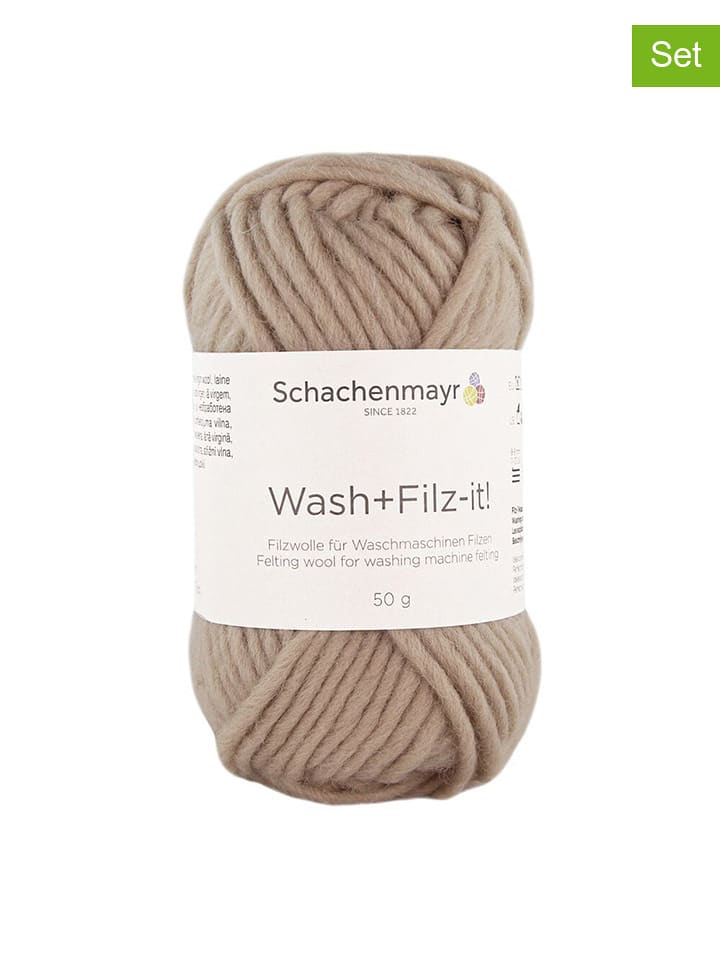 Schachenmayr since 1822 Przędza wełniana (10 szt.) ''Wash+Filz-it!'' w kolorze beżowym - 10 x 50 g rozmiar: onesize
