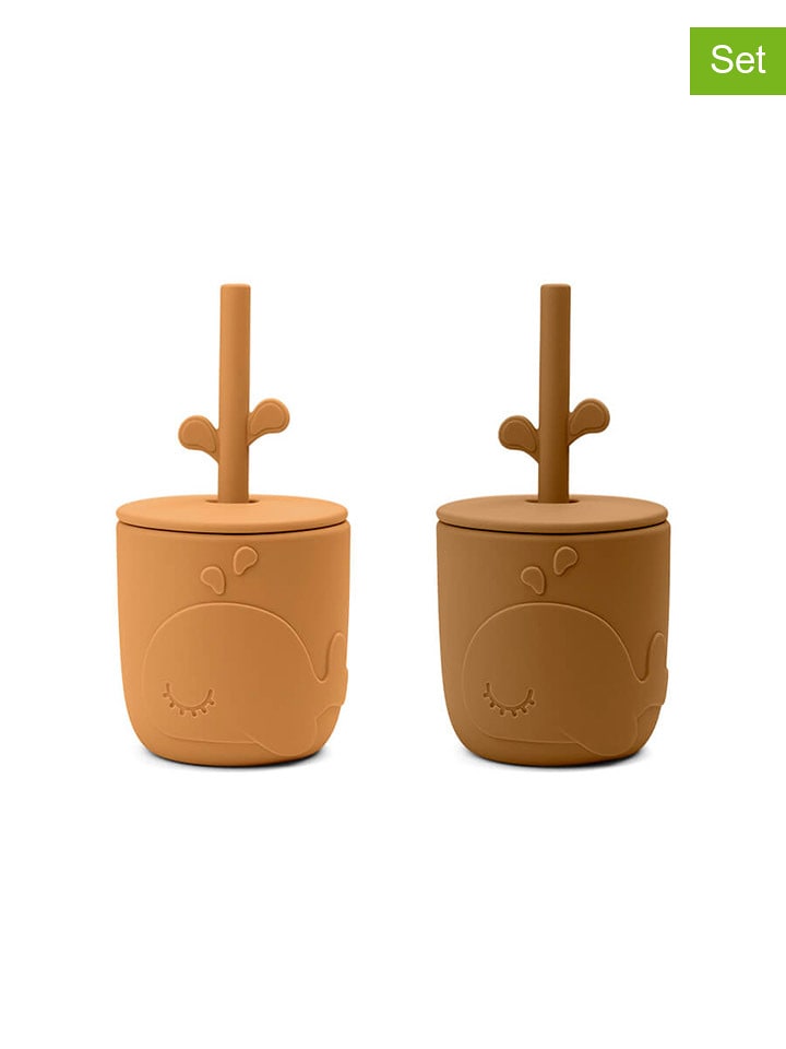 done by deer Kubki (2 szt.) "Wally" w kolorze jasnobrązowym ze słomkami - 12 m+ rozmiar: onesize