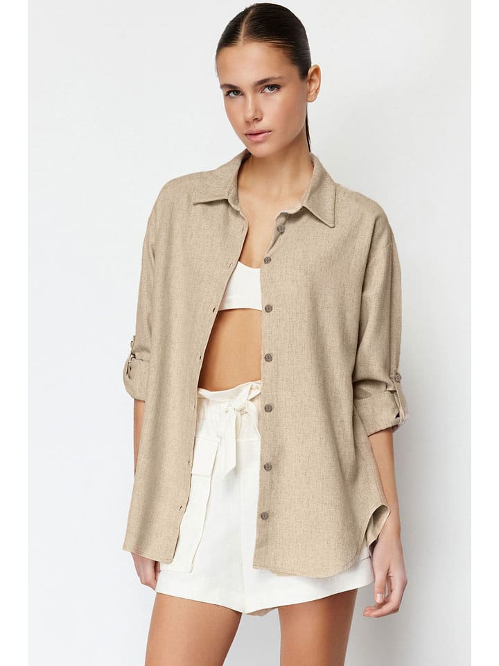 trendyol Koszula w kolorze beżowym rozmiar: 34