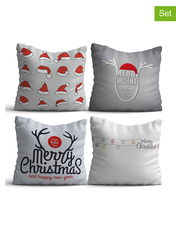 Colorful Cotton Poduszki (4 szt.) w kolorze szarym rozmiar: 43x43 cm