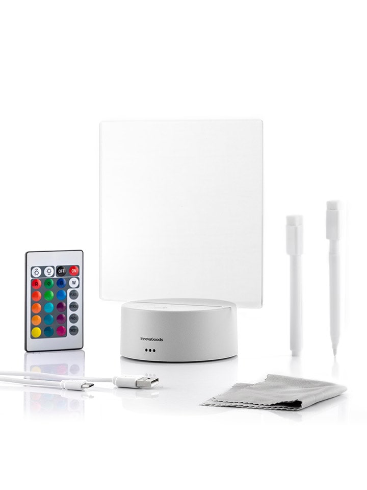 InnovaGoods Tablica dekoracyjna LED w kolorze jasnoszarym - 15 x 19 cm rozmiar: onesize