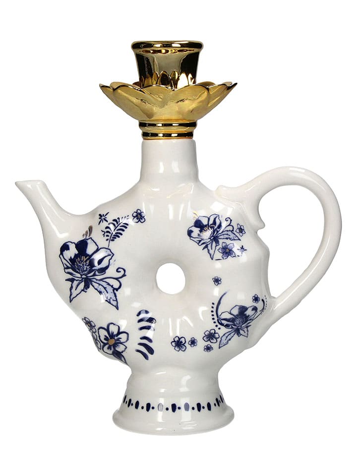 Kersten Świecznik "Teapot" w kolorze biało-granatowym - 16 x 19 x 7 cm rozmiar: onesize