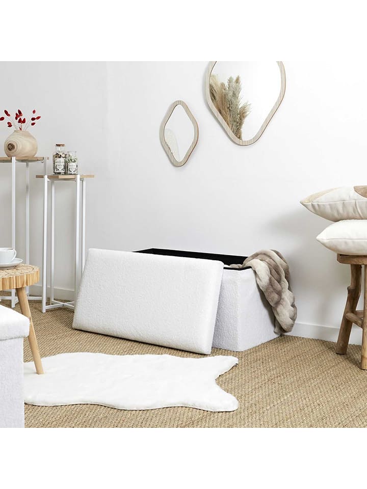 THE HOME DECO FACTORY Ławka w kolorze białym ze skrzynią - 76 x 38 x 38 cm rozmiar: onesize