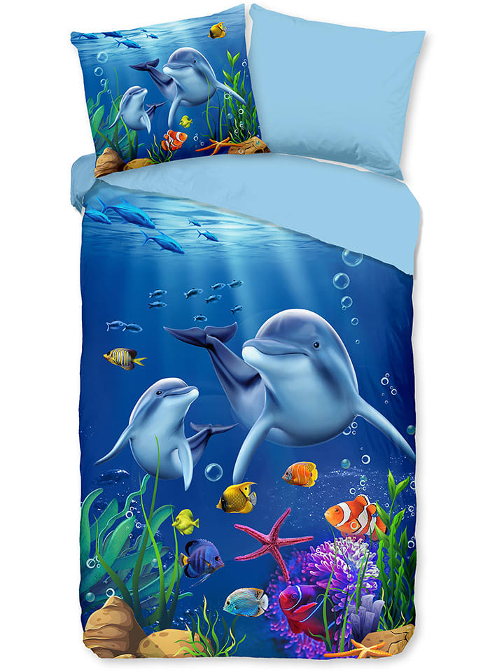 Pure Komplet pościeli "Mare" w kolorze niebieskim z mikrofibry rozmiar: 135x200 cm