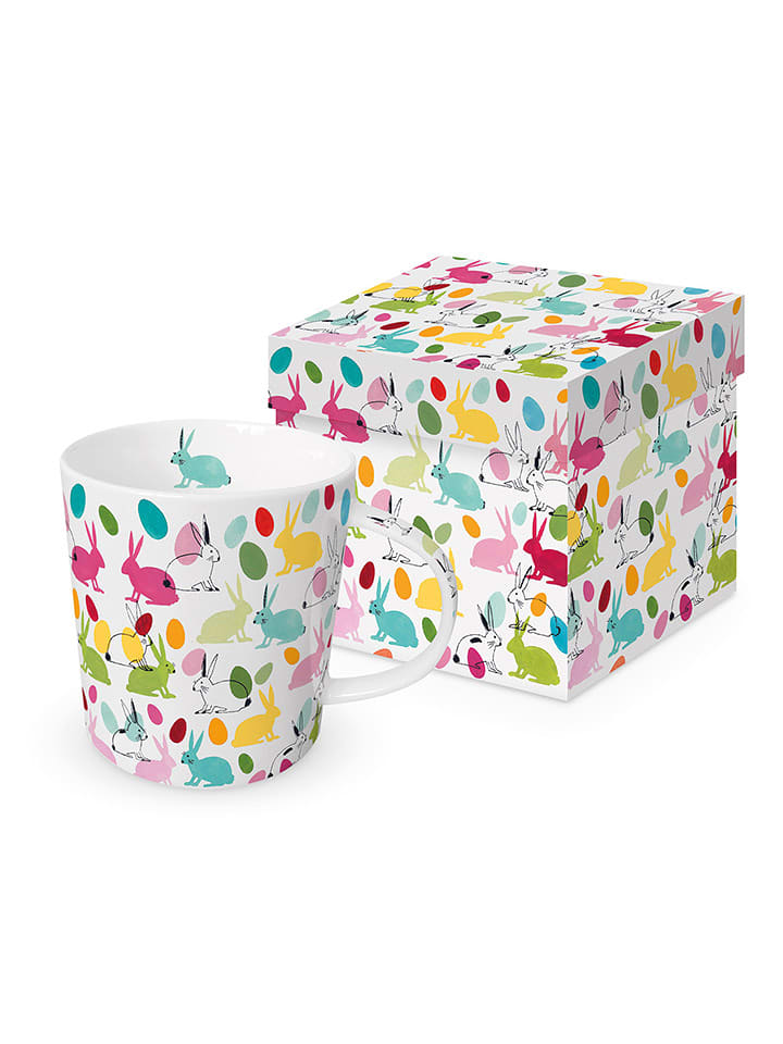 ppd Kubek jumbo "Rabbits & Eggs" w kolorze białym ze wzorem - 350 ml rozmiar: onesize
