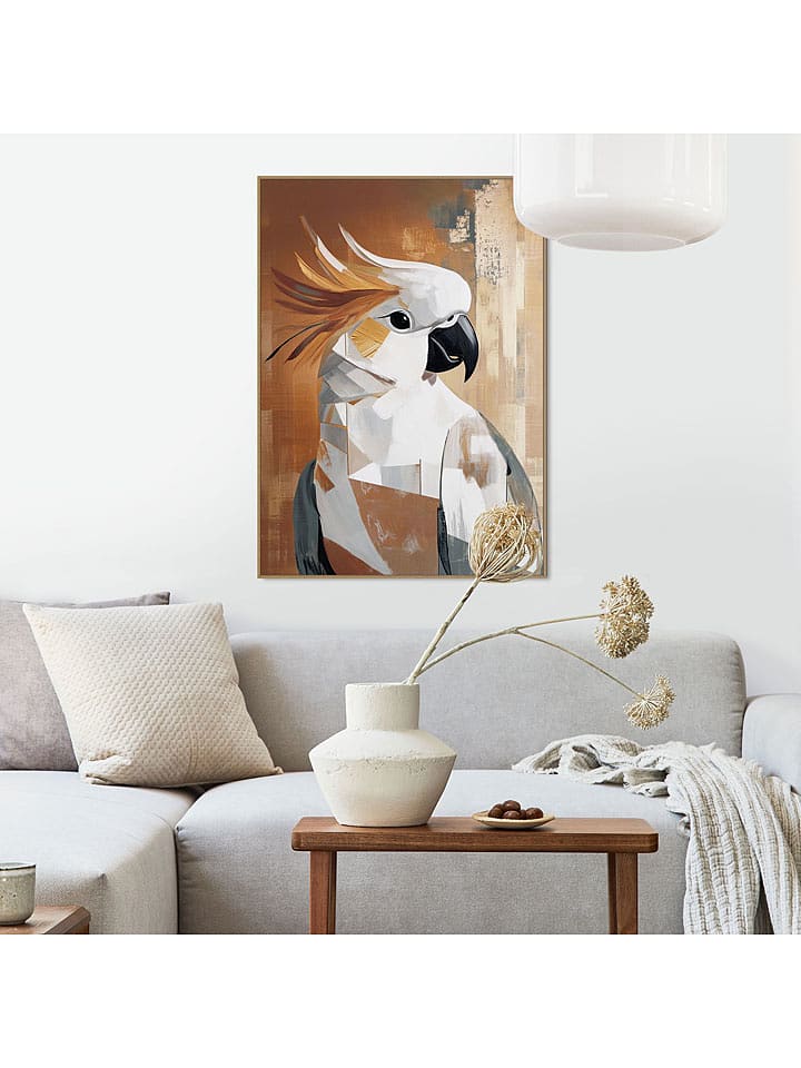 Orangewallz Druk artystyczny "Golden Cockatoo" w ramce rozmiar: 50x70 cm