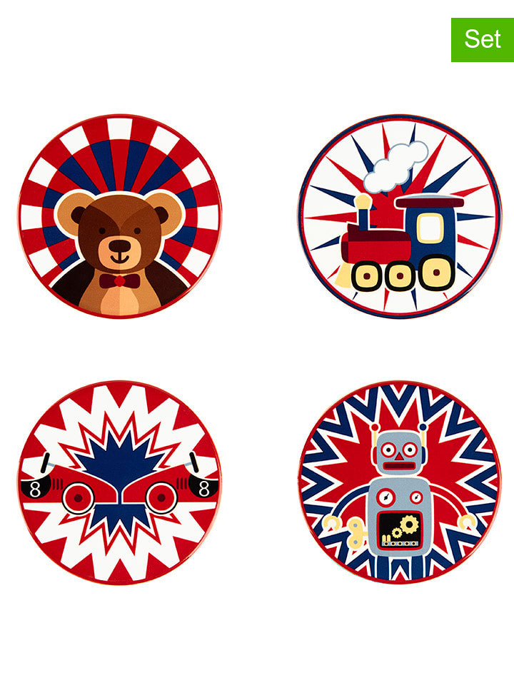 Trendy Kitchen by EXCÉLSA Podkładki (4 szt.) w kolorze czerwono-granatowym - Ø 10,5 cm rozmiar: onesize