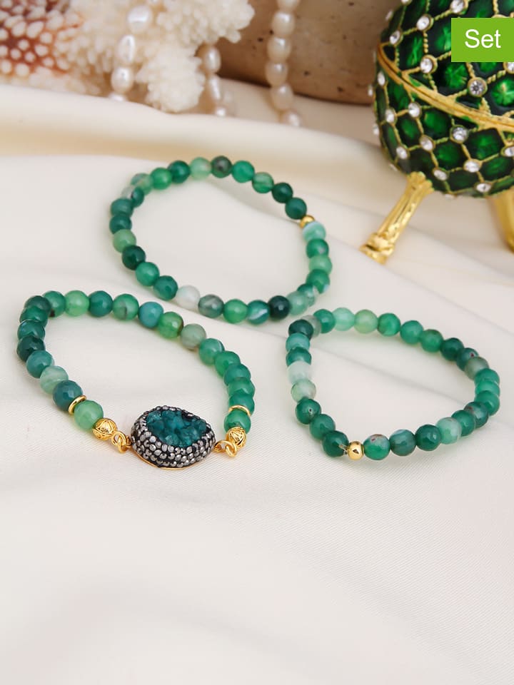 L'Atelier de Gaia Bransoletki (3 szt.) z agatem i hematytem rozmiar: onesize