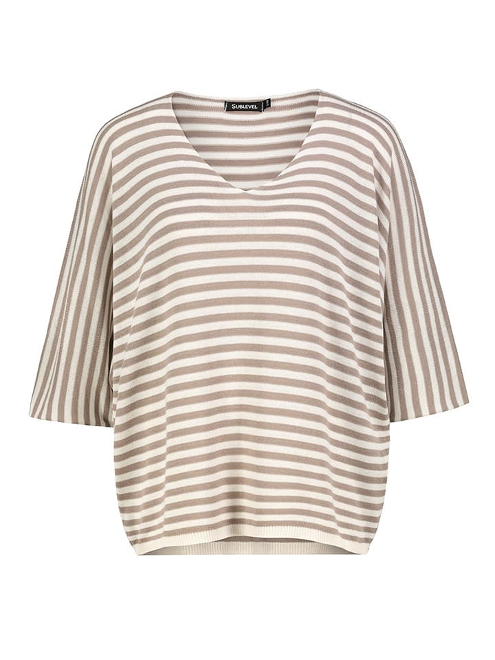 Sublevel Sweter w kolorze brązowo-białym rozmiar: M/L