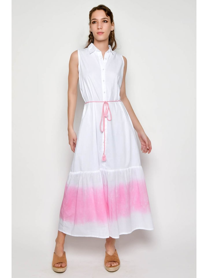 Tarifa Sukienka w kolorze biało-jasnoróżowym rozmiar: XL