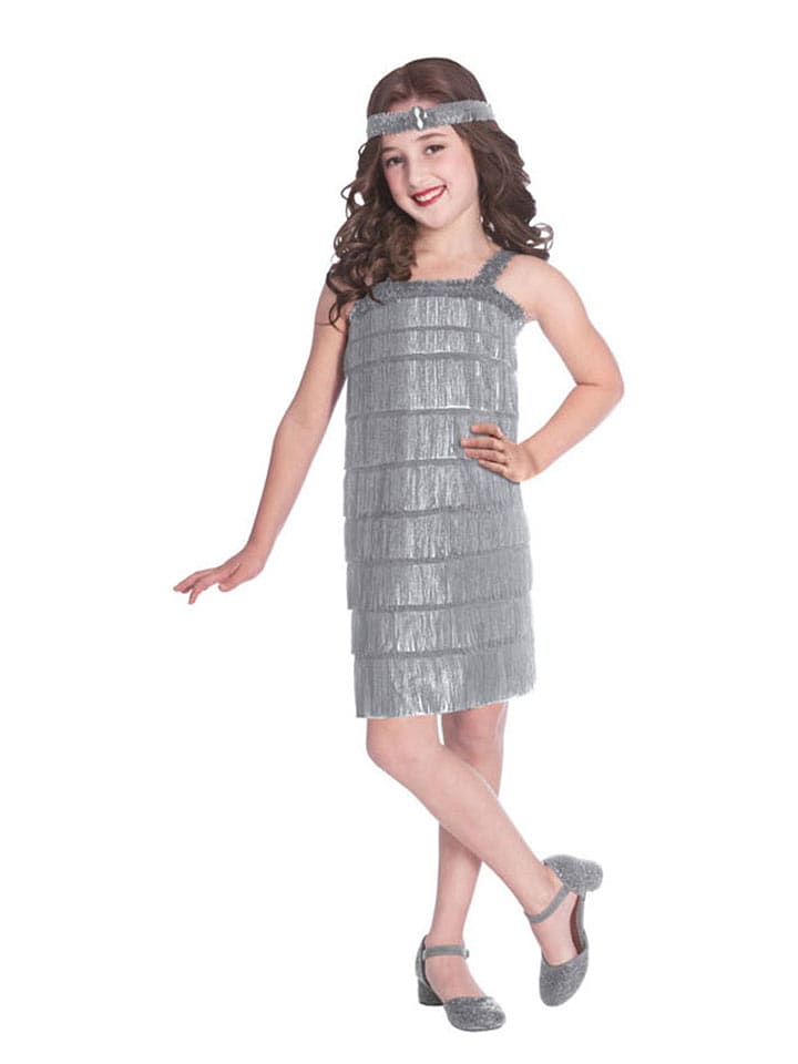 amscan 2-częściowy kostium "Silver Flapper" w kolorze srebrnym rozmiar: 116-128