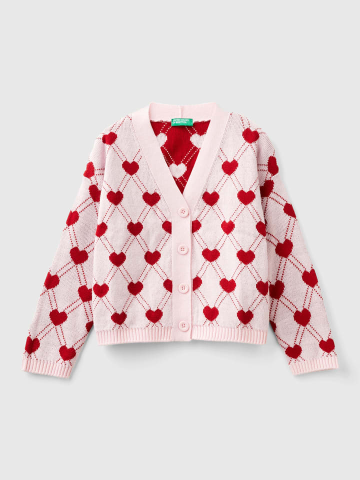 Benetton Kardigan w kolorze jasnoróżowo-czerwonym rozmiar: 150