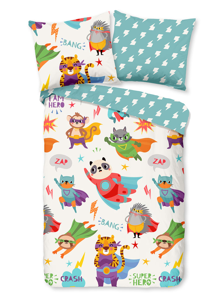 Good Morning Komplet pościeli "Superhero" w kolorze białym ze wzorem rozmiar: 140x220 cm