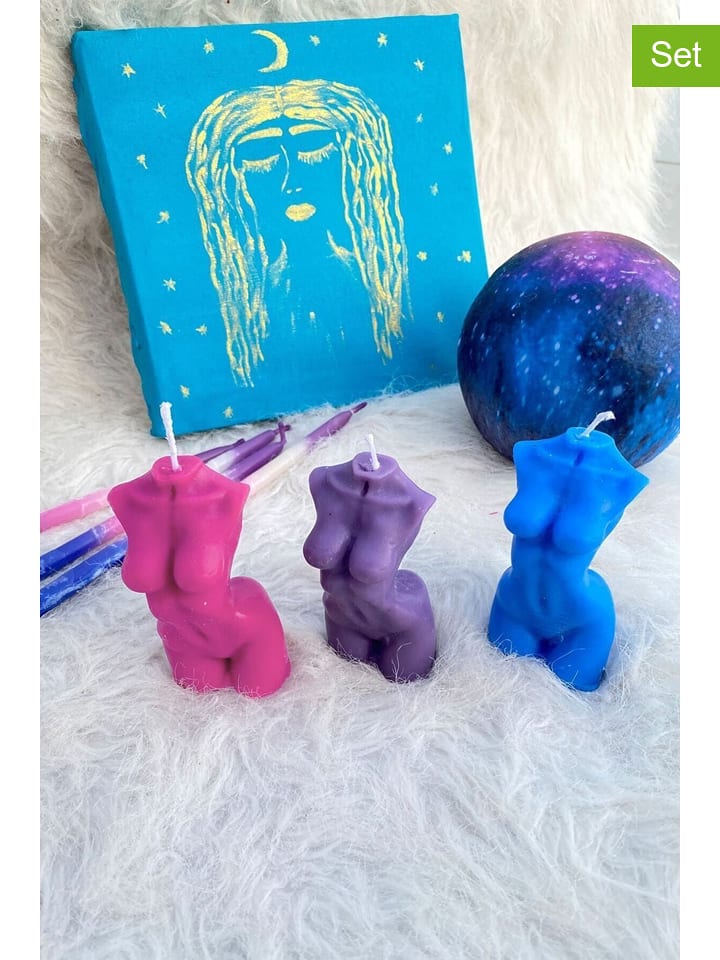 Lucky Bees Świece zapachowe (3 szt.) w kolorze różowym, niebieskim i fioletowym - 3x 50g rozmiar: onesize