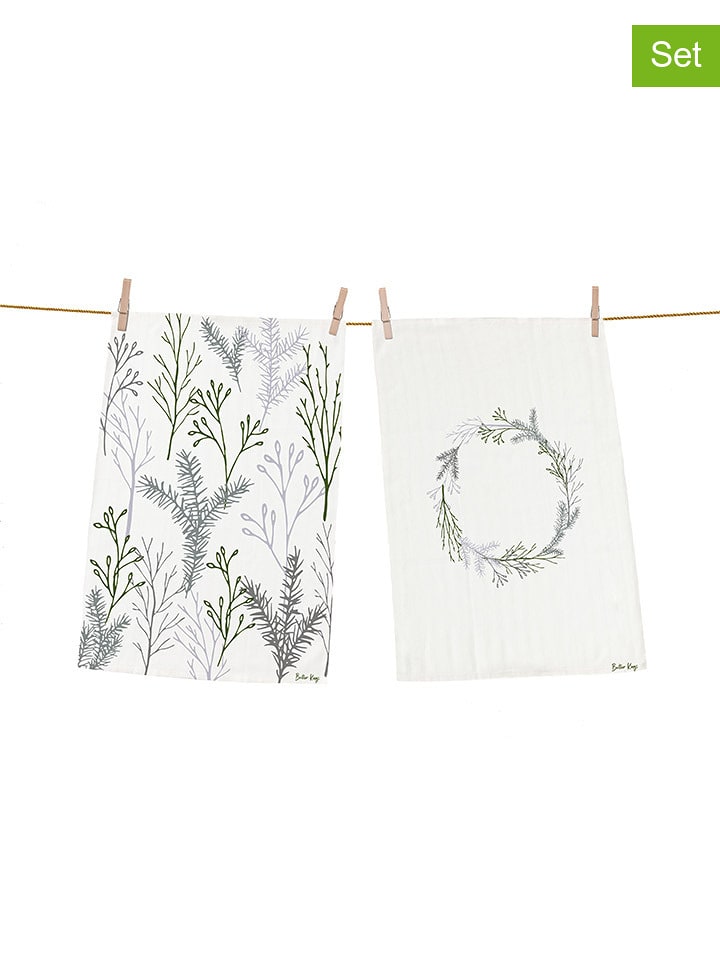 Butter Kings Ściereczki (2 szt.) w kolorze zielono-szarym do naczyń - 70 x 50 cm rozmiar: onesize