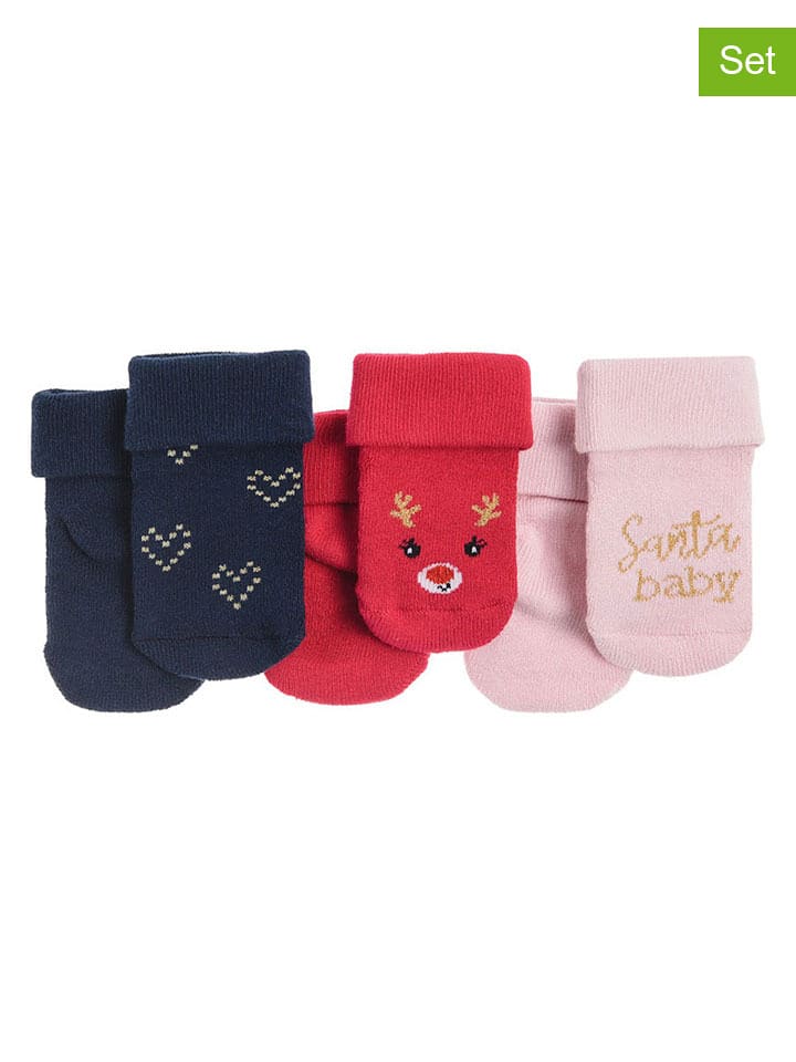 COOL CLUB Skarpety (3 pary) w kolorze czerwonym, granatowym i jasnoróżowym rozmiar: 13-15