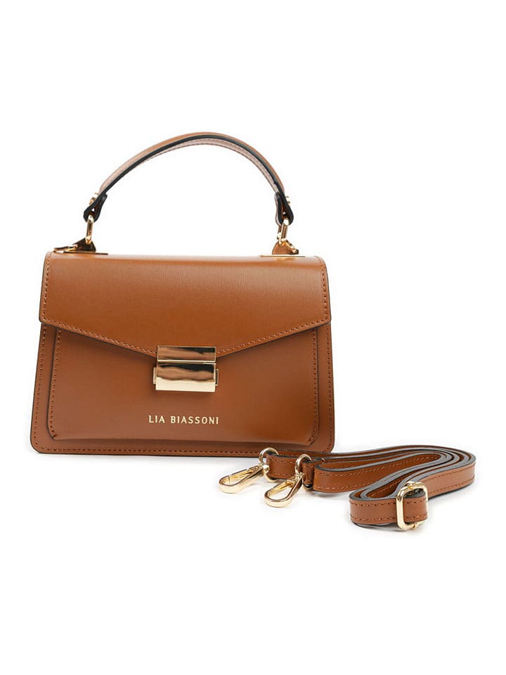 Lia Biassoni Skórzana torebka w kolorze jasnobrązowym - 20 x 14 x 7 cm rozmiar: onesize