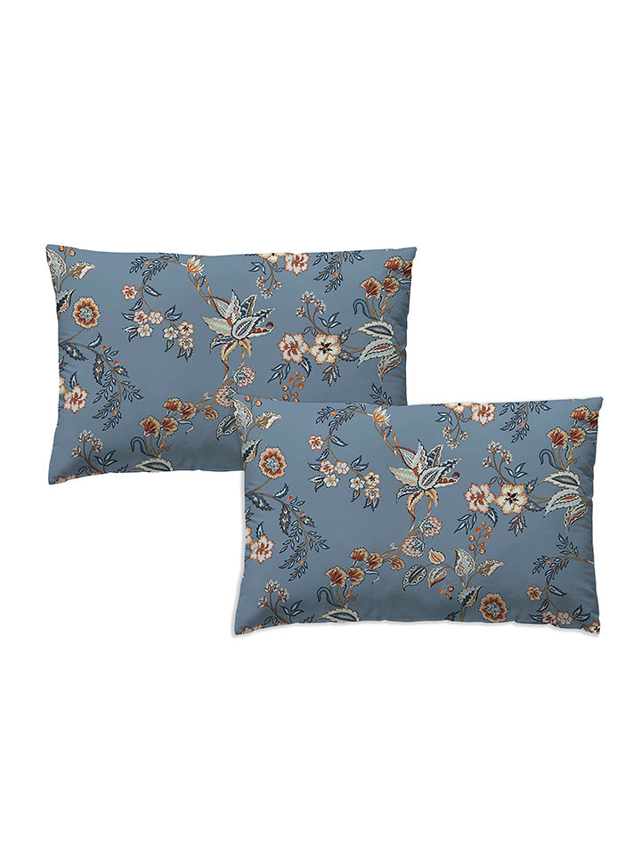 Monsun Poszewki (2 szt.) "Goa" w kolorze niebieskim na poduszkę rozmiar: 50x80 cm