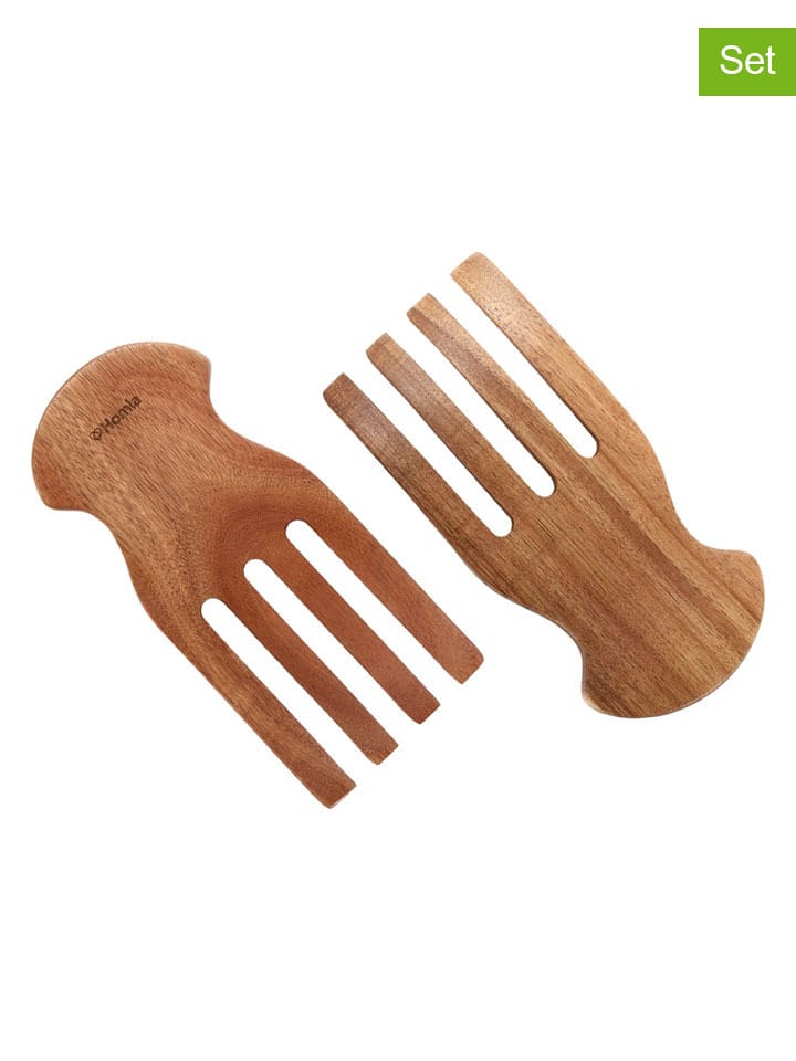 Homla 2-częściowy zestaw sztućców w kolorze brązowym do sałatek - dł. 18 cm rozmiar: onesize