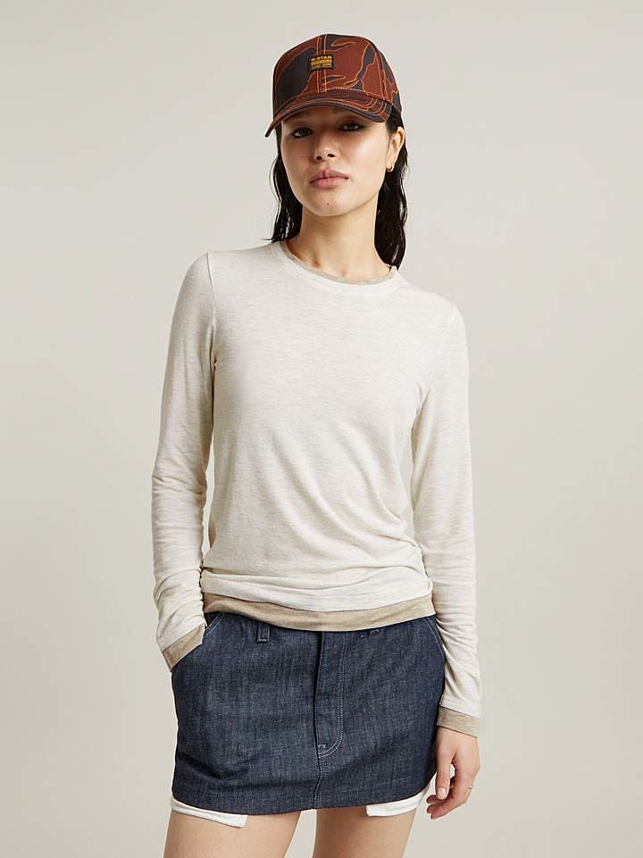 G-Star Koszulka w kolorze biało-jasnobrązowym rozmiar: S