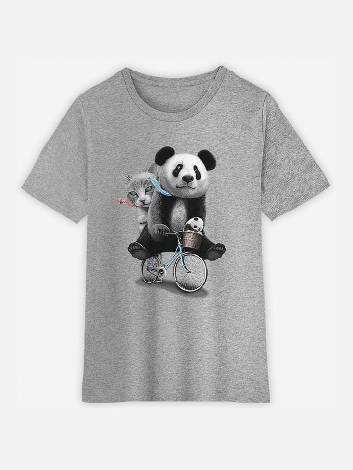 WOOOP Koszulka "Panda bicycle" w kolorze szarym rozmiar: 140