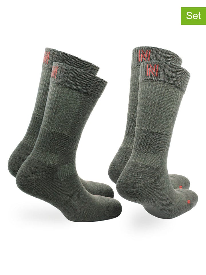 Norfolk Skarpety trekkingowe (2 pary) "Leonardo" w kolorze oliwkowym rozmiar: 39-42