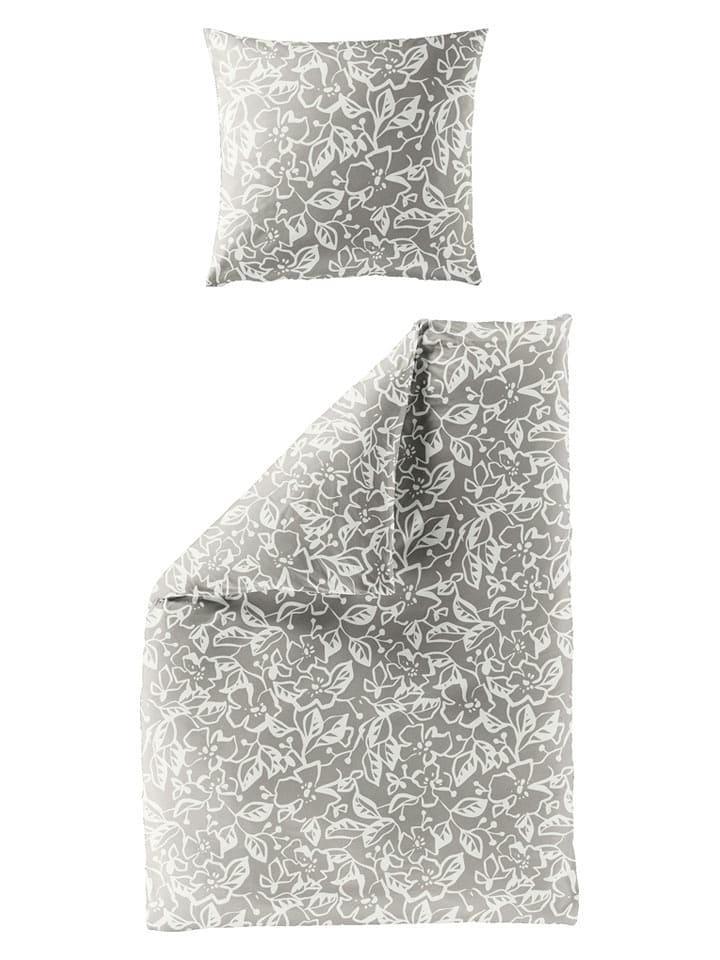 Bierbaum Komplet pościeli satynowej w kolorze szaro-białym rozmiar: 135x200 cm