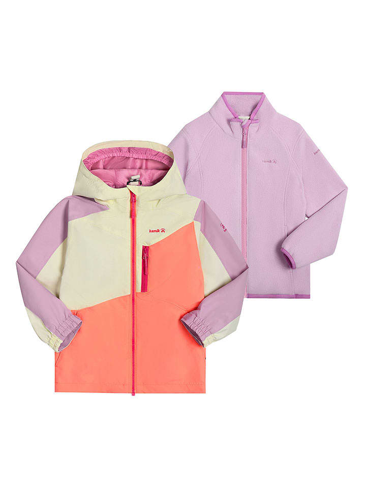 Kamik Kurtka przeciwdeszczowa 3w1 w kolorze pomarańczowo-żółto-fioletowym rozmiar: 92
