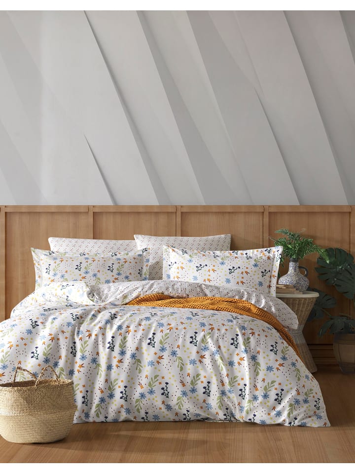 Colourful Cotton Poszewka renforcè w kolorze białym ze wzorem na poduszkę rozmiar: 80x80 cm